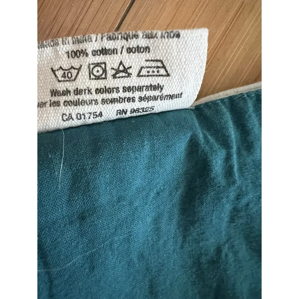 Cotton Floral Teal Embroidered Table Runner 67x12” Boho